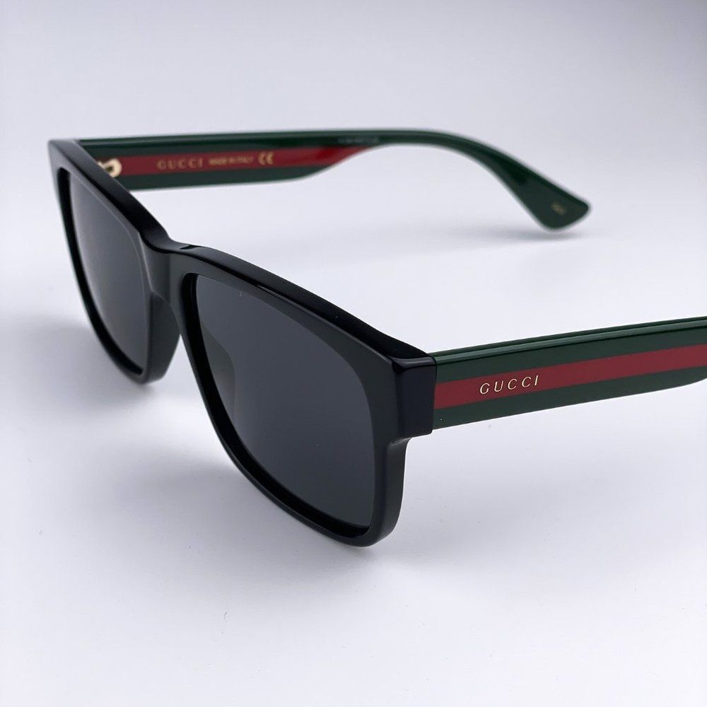 NEW Gucci GG0340S 006 Rectangle Black Green Sunglasses - Picture 7 of 14
